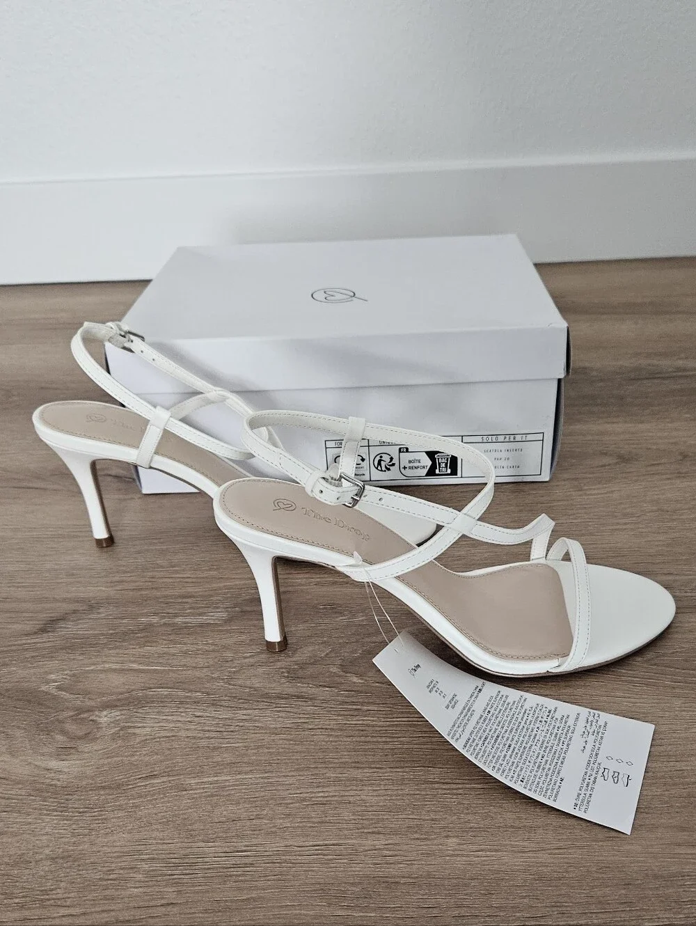 The Drop Arco White Strappy High Heel Sandals Size 8